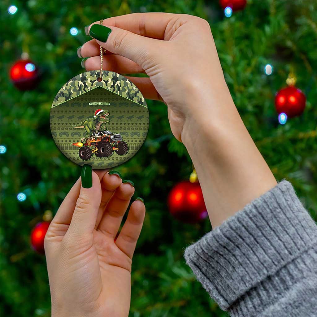 Dinosaur Christmas Ceramic Ornament Merry Rexmas - Wonder Print Shop