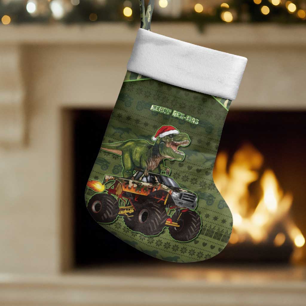 Dinosaur Christmas Stocking Merry Rexmas - Wonder Print Shop