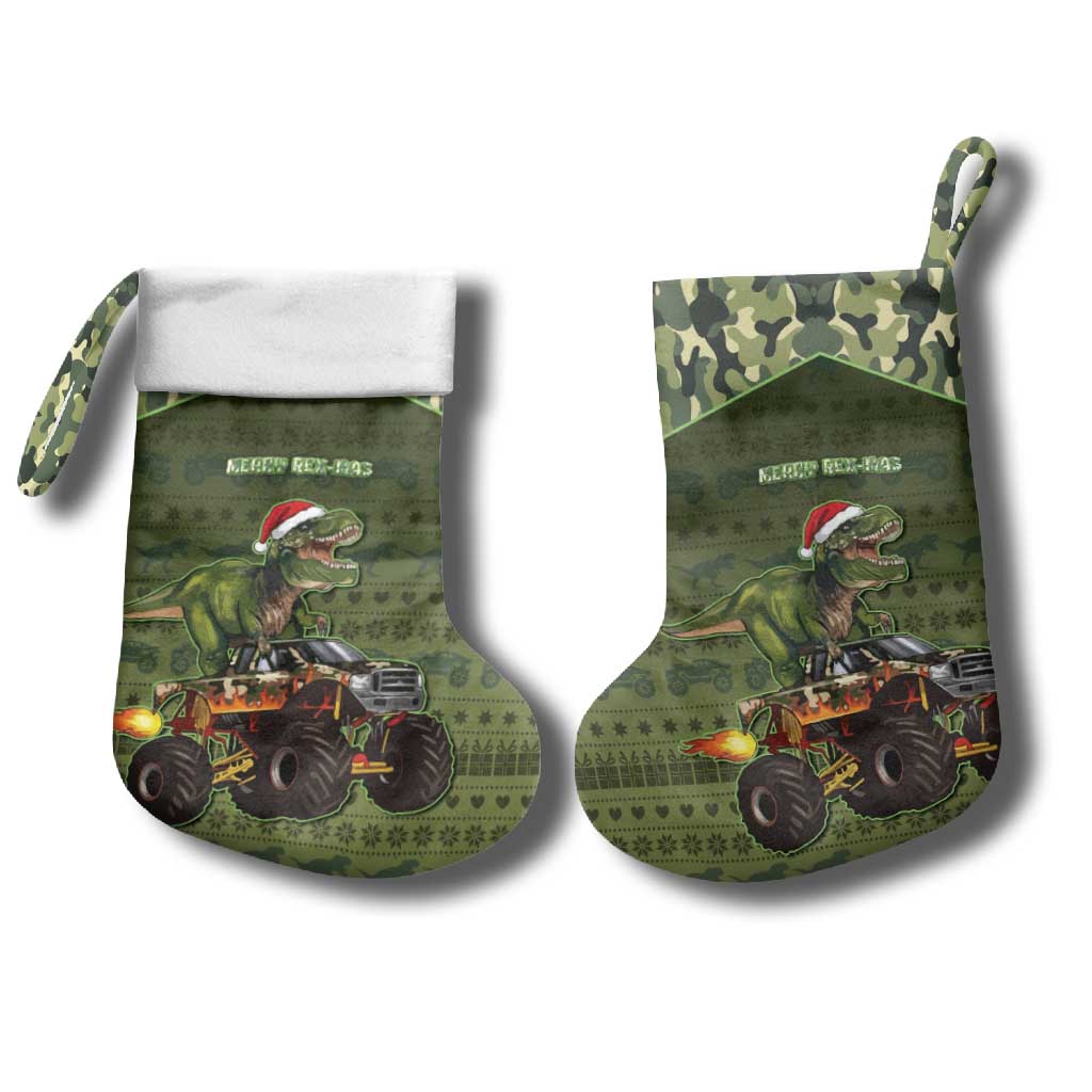 Dinosaur Christmas Stocking Merry Rexmas - Wonder Print Shop