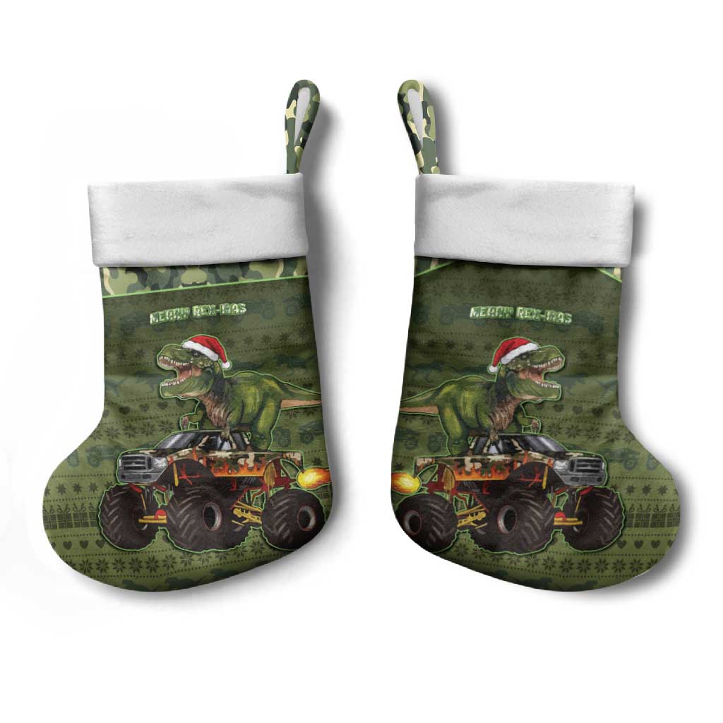 Dinosaur Christmas Stocking Merry Rexmas - Wonder Print Shop