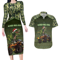 Dinosaur Christmas Couples Matching Long Sleeve Bodycon Dress and Hawaiian Shirt Merry Rexmas - Wonder Print Shop