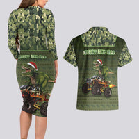 Dinosaur Christmas Couples Matching Long Sleeve Bodycon Dress and Hawaiian Shirt Merry Rexmas - Wonder Print Shop