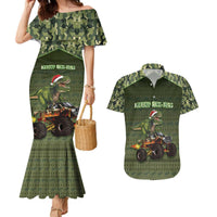 Dinosaur Christmas Couples Matching Mermaid Dress and Hawaiian Shirt Merry Rexmas - Wonder Print Shop