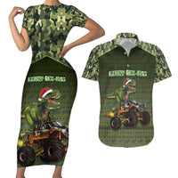 Dinosaur Christmas Couples Matching Short Sleeve Bodycon Dress and Hawaiian Shirt Merry Rexmas - Wonder Print Shop