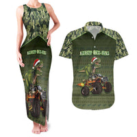 Dinosaur Christmas Couples Matching Tank Maxi Dress and Hawaiian Shirt Merry Rexmas - Wonder Print Shop