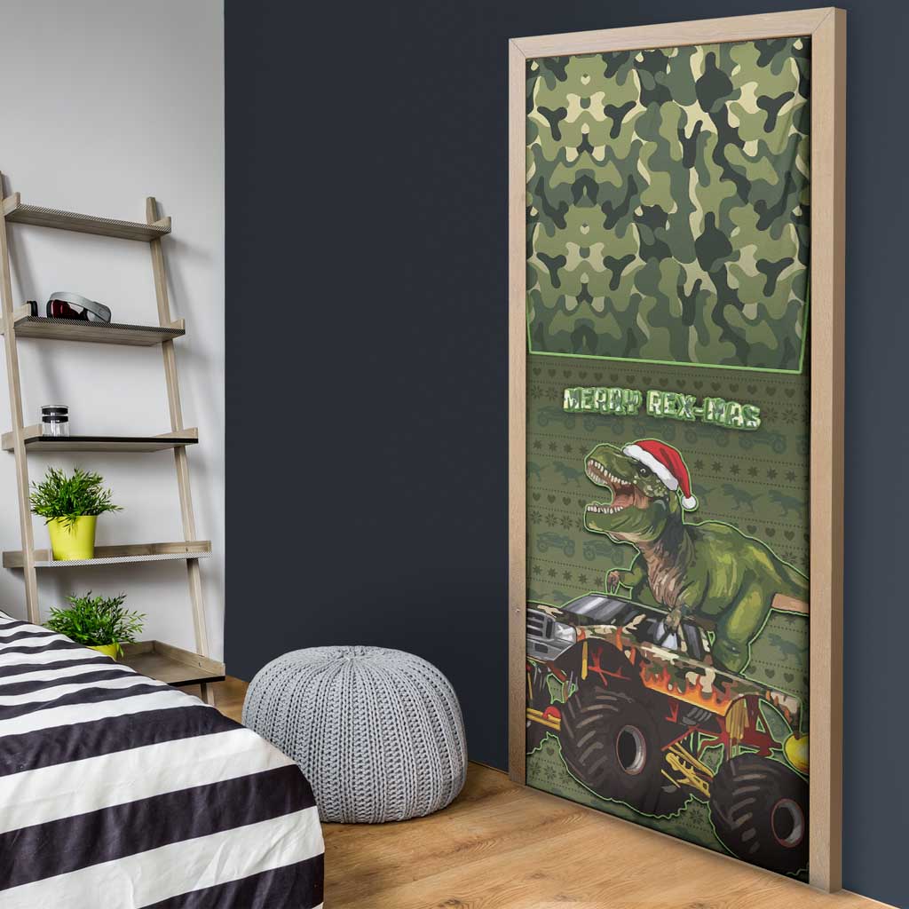 Dinosaur Christmas Door Cover Merry Rexmas - Wonder Print Shop