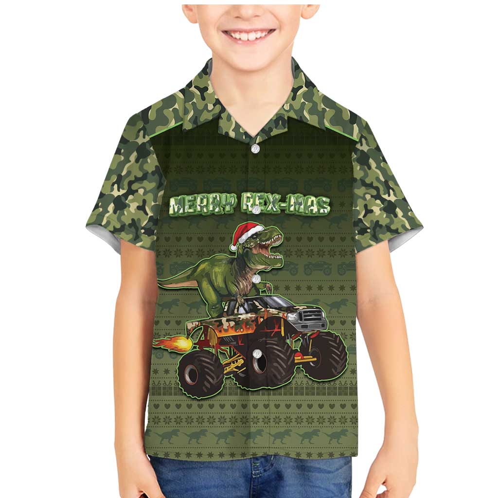 Dinosaur Christmas Family Matching Mermaid Dress and Hawaiian Shirt Merry Rexmas - Wonder Print Shop
