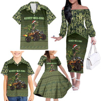Dinosaur Christmas Family Matching Off The Shoulder Long Sleeve Dress and Hawaiian Shirt Merry Rexmas - Wonder Print Shop