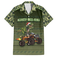Dinosaur Christmas Family Matching Off The Shoulder Long Sleeve Dress and Hawaiian Shirt Merry Rexmas - Wonder Print Shop