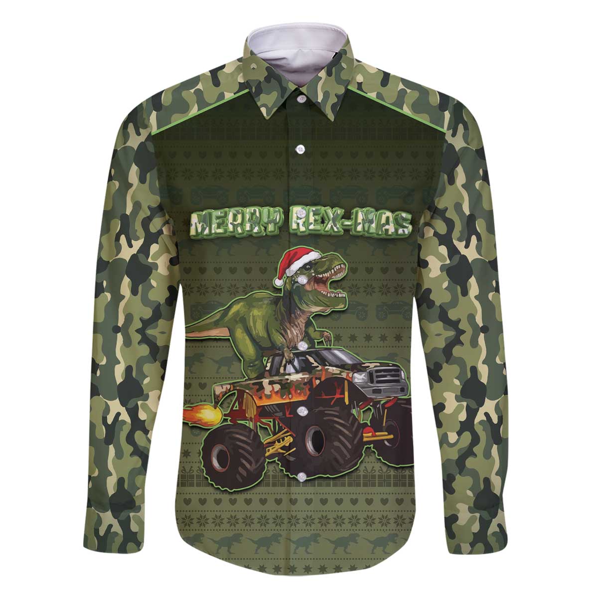 Dinosaur Christmas Family Matching Off The Shoulder Long Sleeve Dress and Hawaiian Shirt Merry Rexmas - Wonder Print Shop
