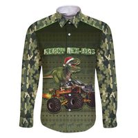 Dinosaur Christmas Family Matching Off The Shoulder Long Sleeve Dress and Hawaiian Shirt Merry Rexmas - Wonder Print Shop