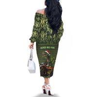 Dinosaur Christmas Family Matching Off The Shoulder Long Sleeve Dress and Hawaiian Shirt Merry Rexmas - Wonder Print Shop