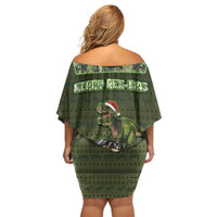 Dinosaur Christmas Family Matching Off Shoulder Short Dress and Hawaiian Shirt Merry Rexmas - Wonder Print Shop