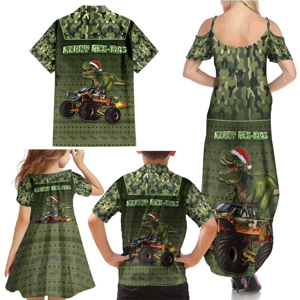 Dinosaur Christmas Family Matching Summer Maxi Dress and Hawaiian Shirt Merry Rexmas - Wonder Print Shop