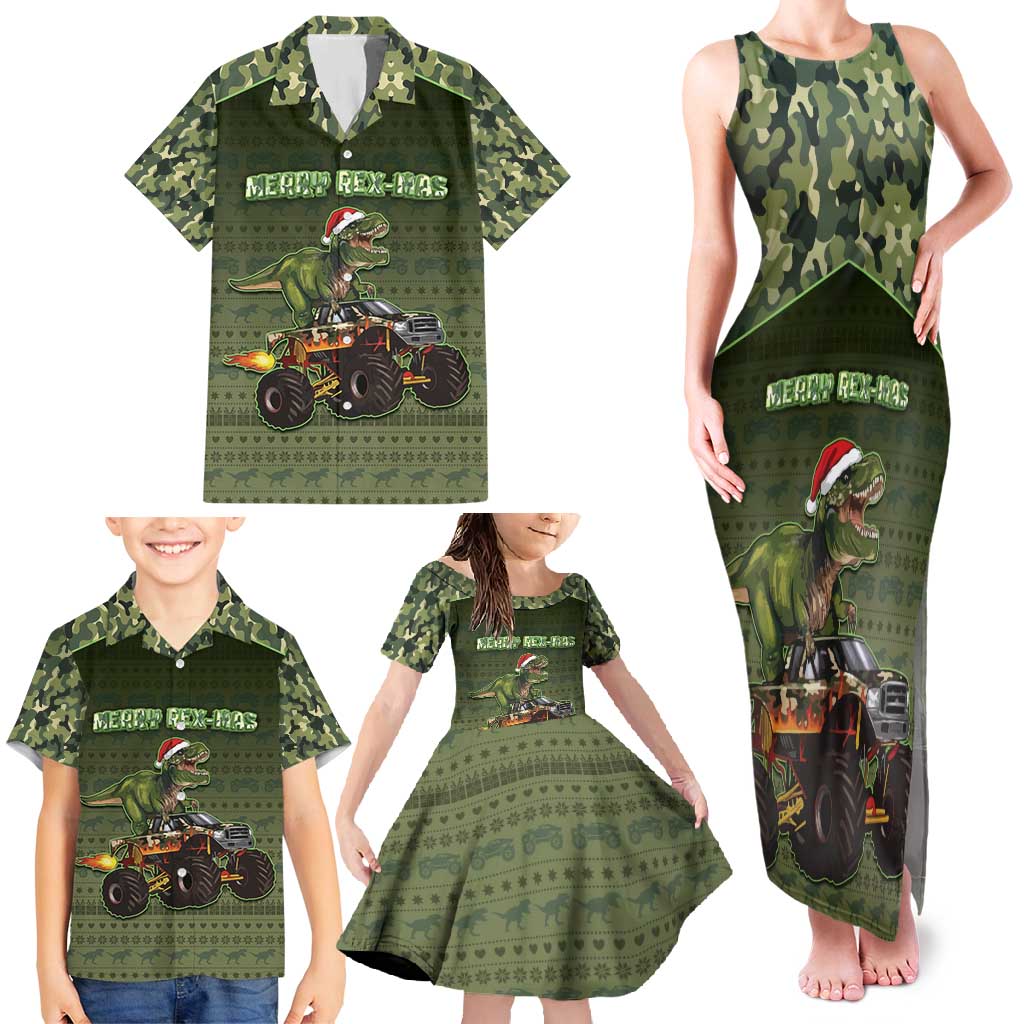 Dinosaur Christmas Family Matching Tank Maxi Dress and Hawaiian Shirt Merry Rexmas - Wonder Print Shop