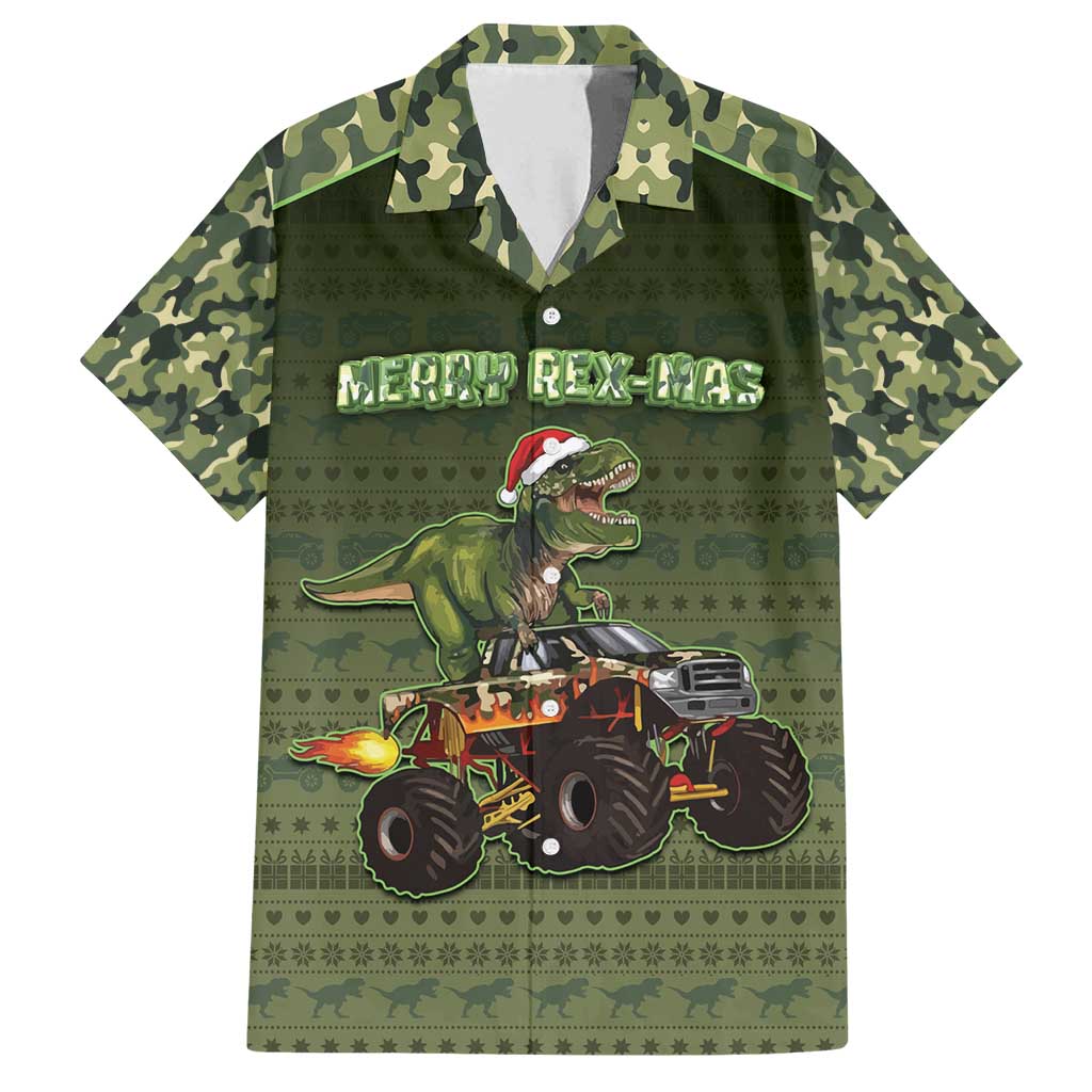 Dinosaur Christmas Family Matching Tank Maxi Dress and Hawaiian Shirt Merry Rexmas - Wonder Print Shop