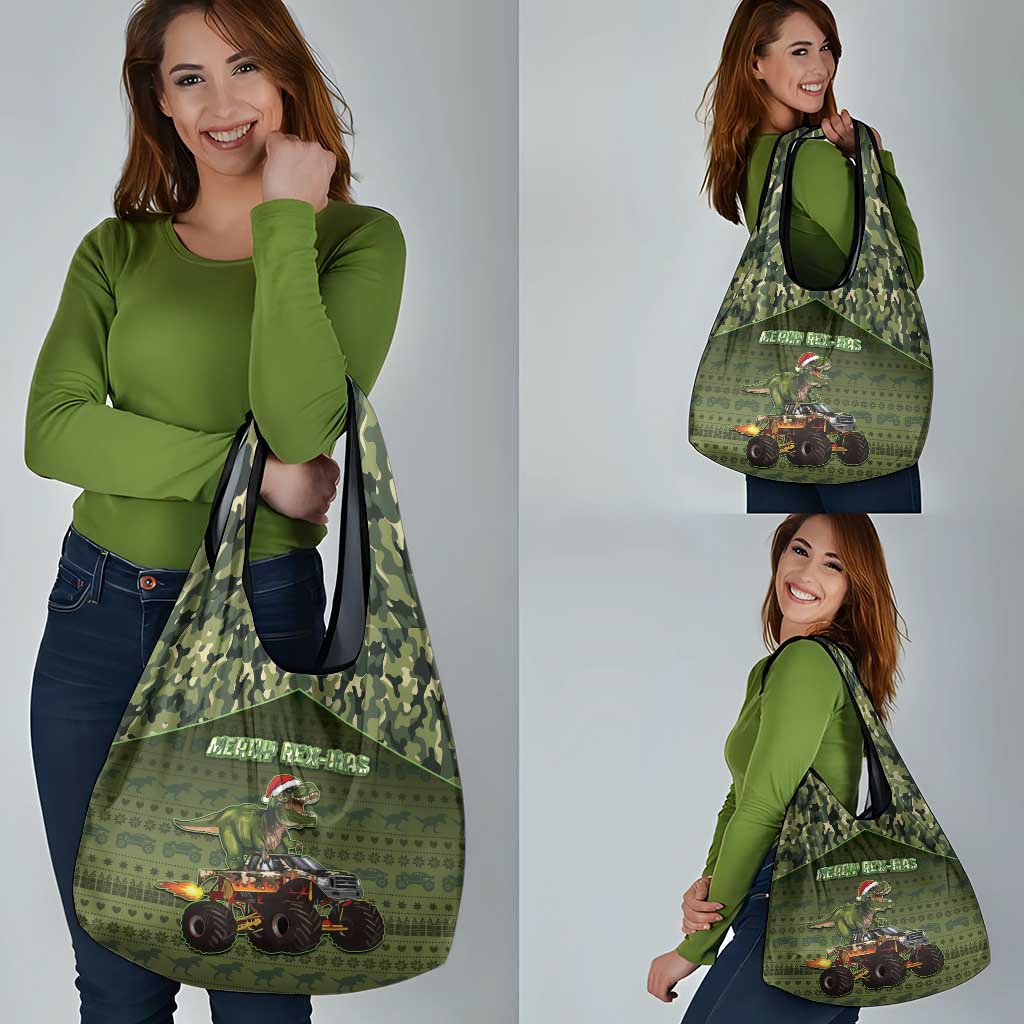 Dinosaur Christmas Grocery Bag Merry Rexmas - Wonder Print Shop