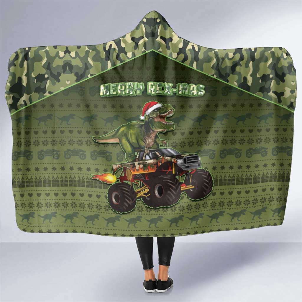 Dinosaur Christmas Hooded Blanket Merry Rexmas - Wonder Print Shop