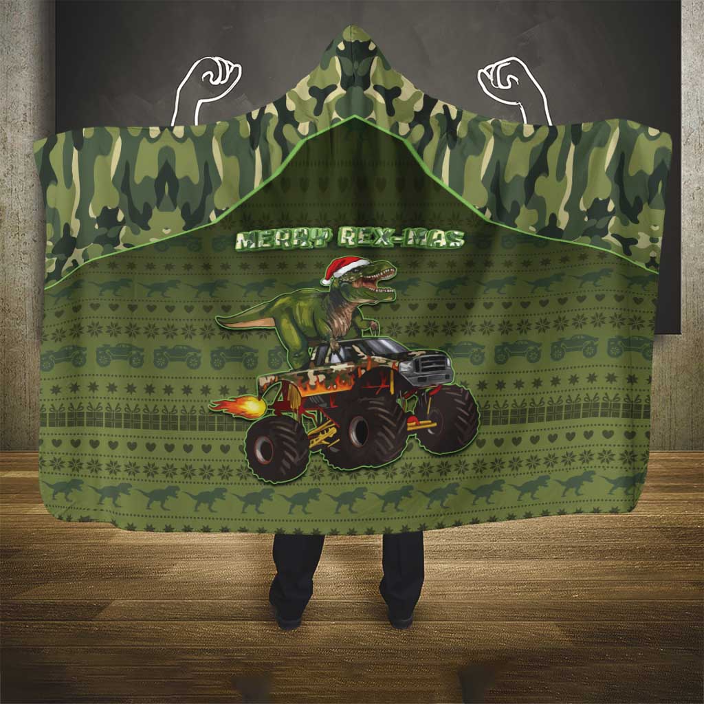 Dinosaur Christmas Hooded Blanket Merry Rexmas - Wonder Print Shop