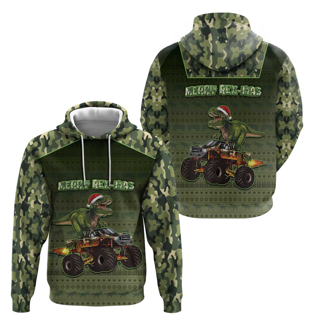 Dinosaur Christmas Hoodie Merry Rexmas - Wonder Print Shop