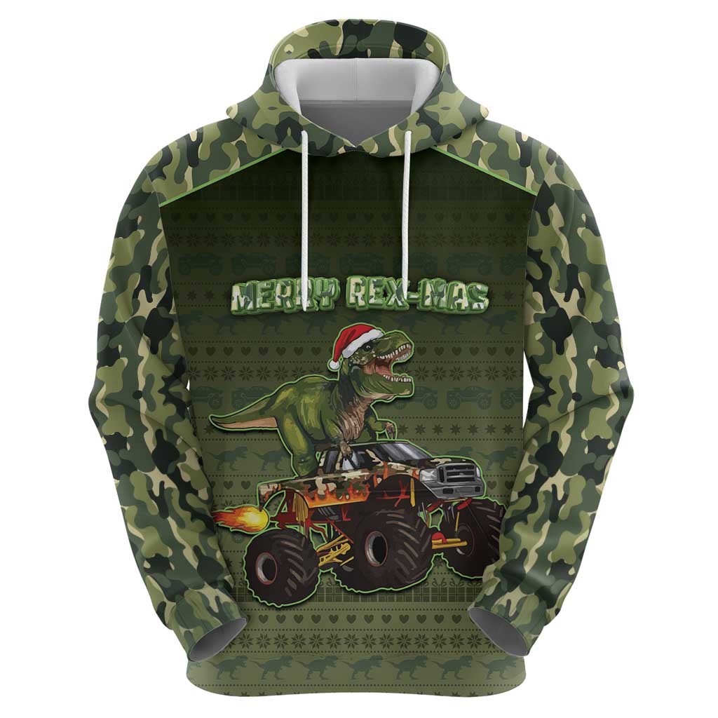 Dinosaur Christmas Hoodie Merry Rexmas - Wonder Print Shop