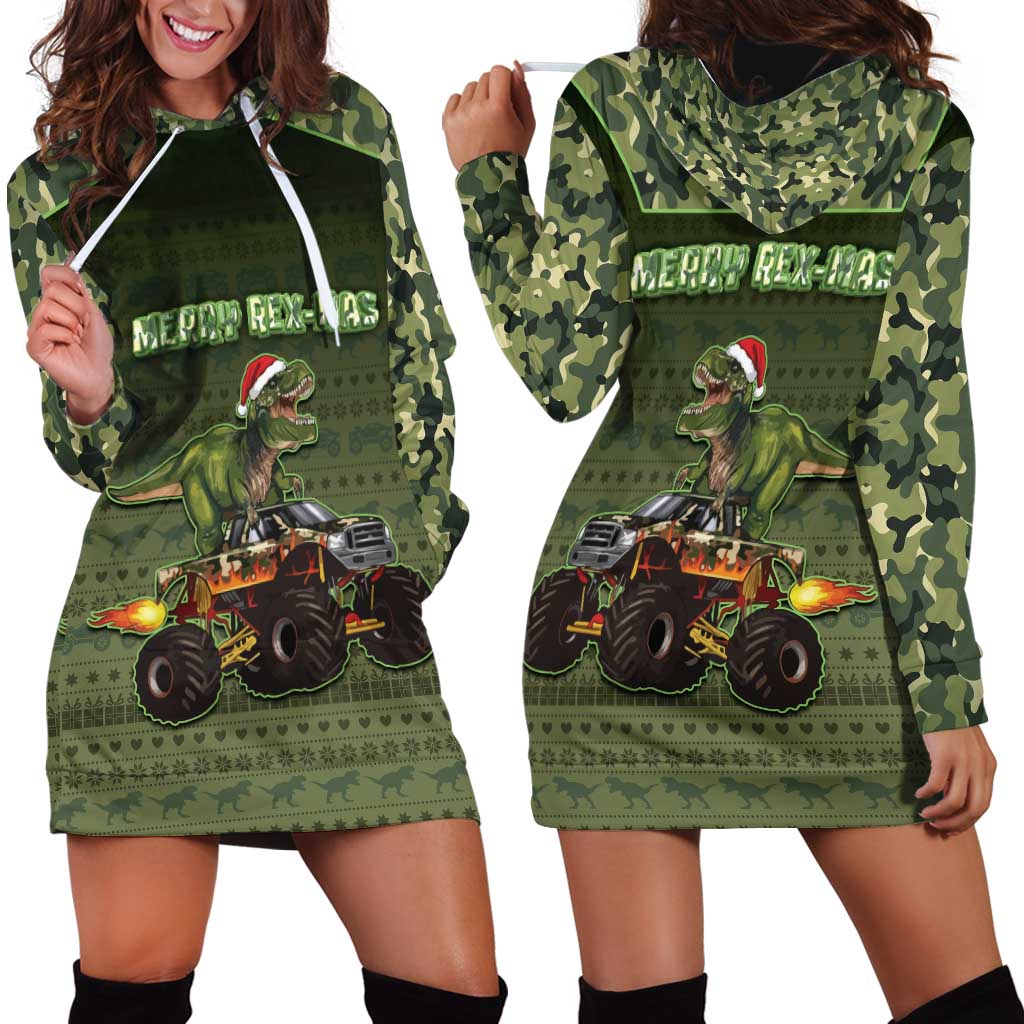 Dinosaur Christmas Hoodie Dress Merry Rexmas - Wonder Print Shop