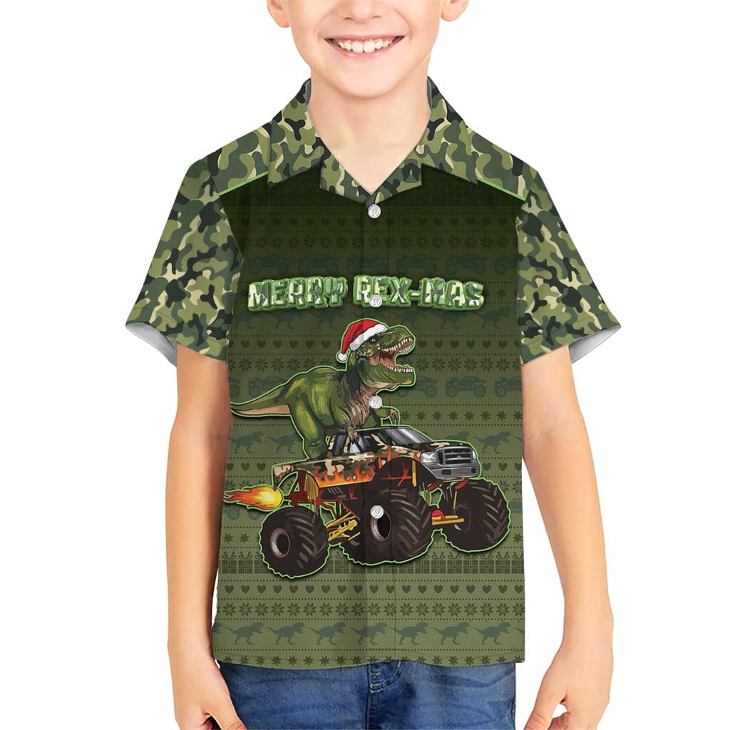 Dinosaur Christmas Kid Hawaiian Shirt Merry Rexmas - Wonder Print Shop