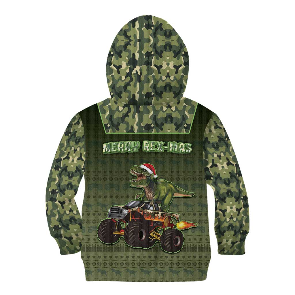 Dinosaur Christmas Kid Hoodie Merry Rexmas - Wonder Print Shop