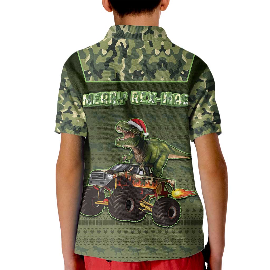 Dinosaur Christmas Kid Polo Shirt Merry Rexmas - Wonder Print Shop