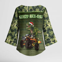 Dinosaur Christmas Kimono Sleeve Blouse Merry Rexmas - Wonder Print Shop