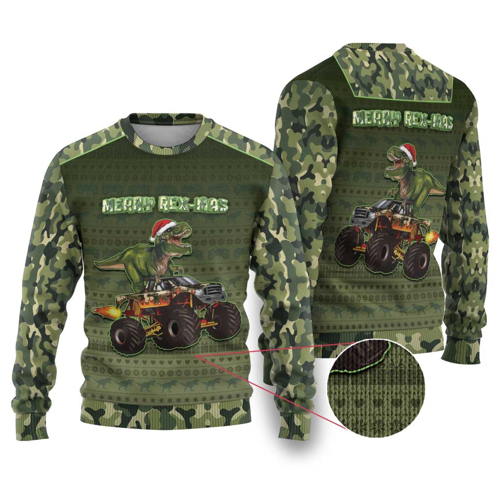 Dinosaur Christmas Ugly Christmas Sweater Merry Rexmas - Wonder Print Shop