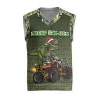 Dinosaur Christmas Knitted V-Neck Vest Merry Rexmas - Wonder Print Shop