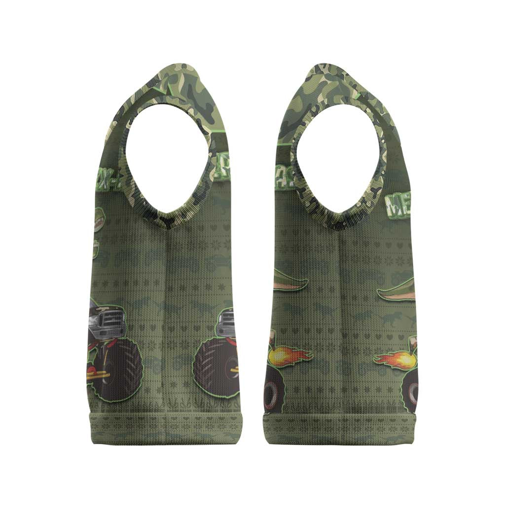 Dinosaur Christmas Knitted V-Neck Vest Merry Rexmas - Wonder Print Shop