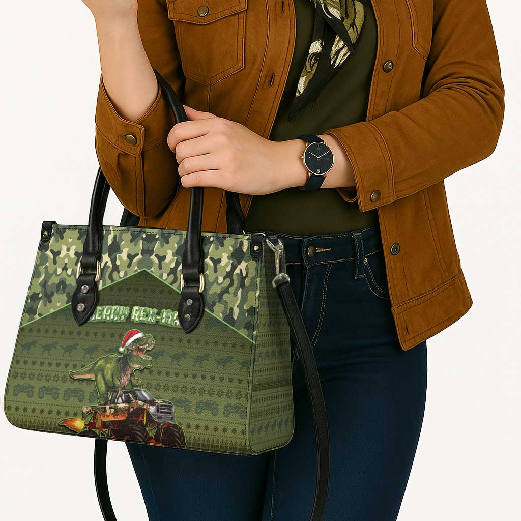 Dinosaur Christmas Leather Bag Merry Rexmas - Wonder Print Shop
