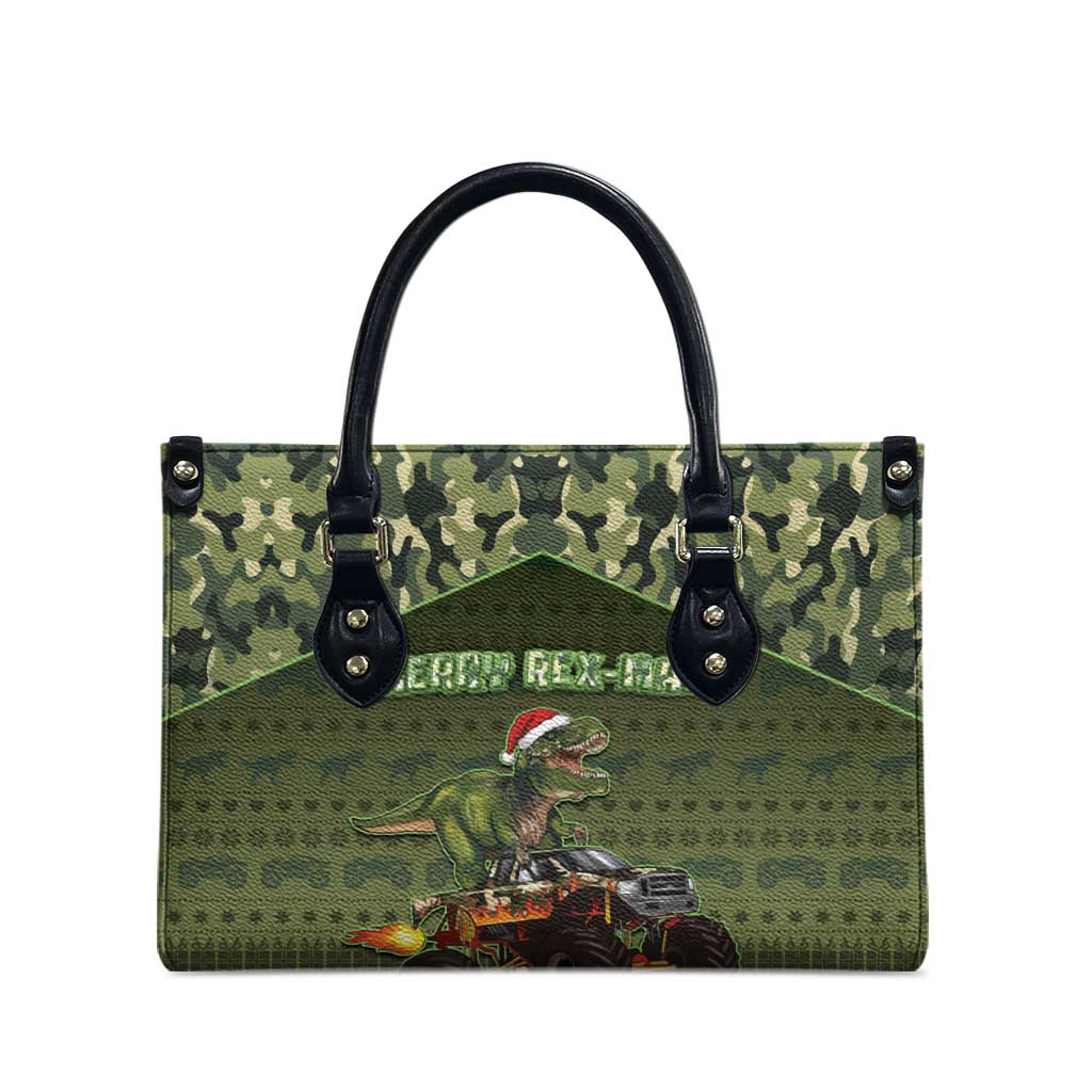 Dinosaur Christmas Leather Bag Merry Rexmas - Wonder Print Shop