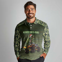 Dinosaur Christmas Long Sleeve Polo Shirt Merry Rexmas - Wonder Print Shop