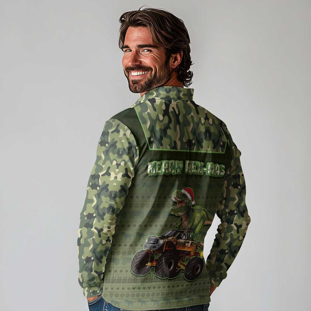 Dinosaur Christmas Long Sleeve Polo Shirt Merry Rexmas - Wonder Print Shop