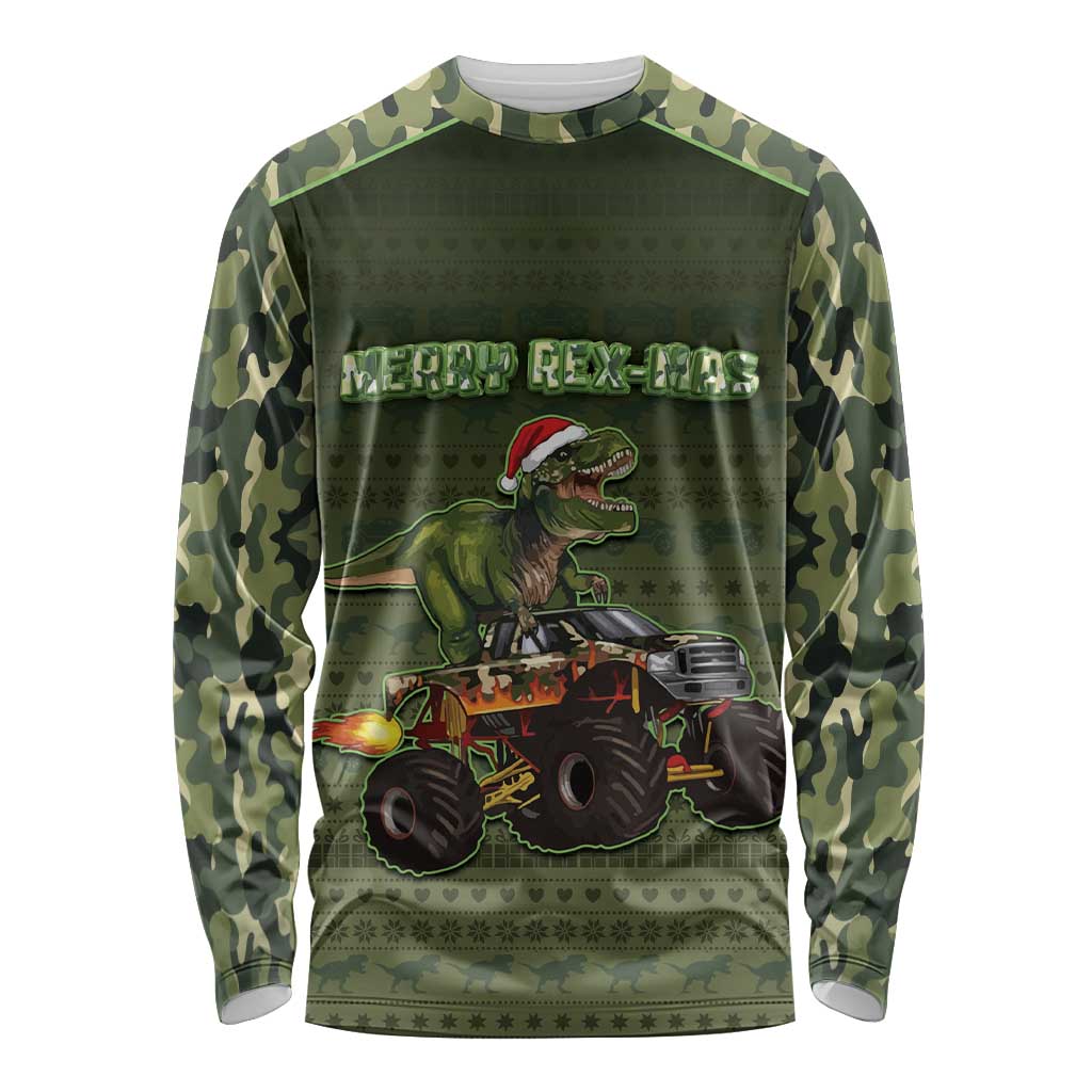 Dinosaur Christmas Long Sleeve Shirt Merry Rexmas - Wonder Print Shop