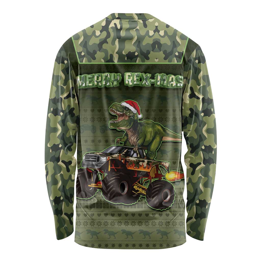 Dinosaur Christmas Long Sleeve Shirt Merry Rexmas - Wonder Print Shop