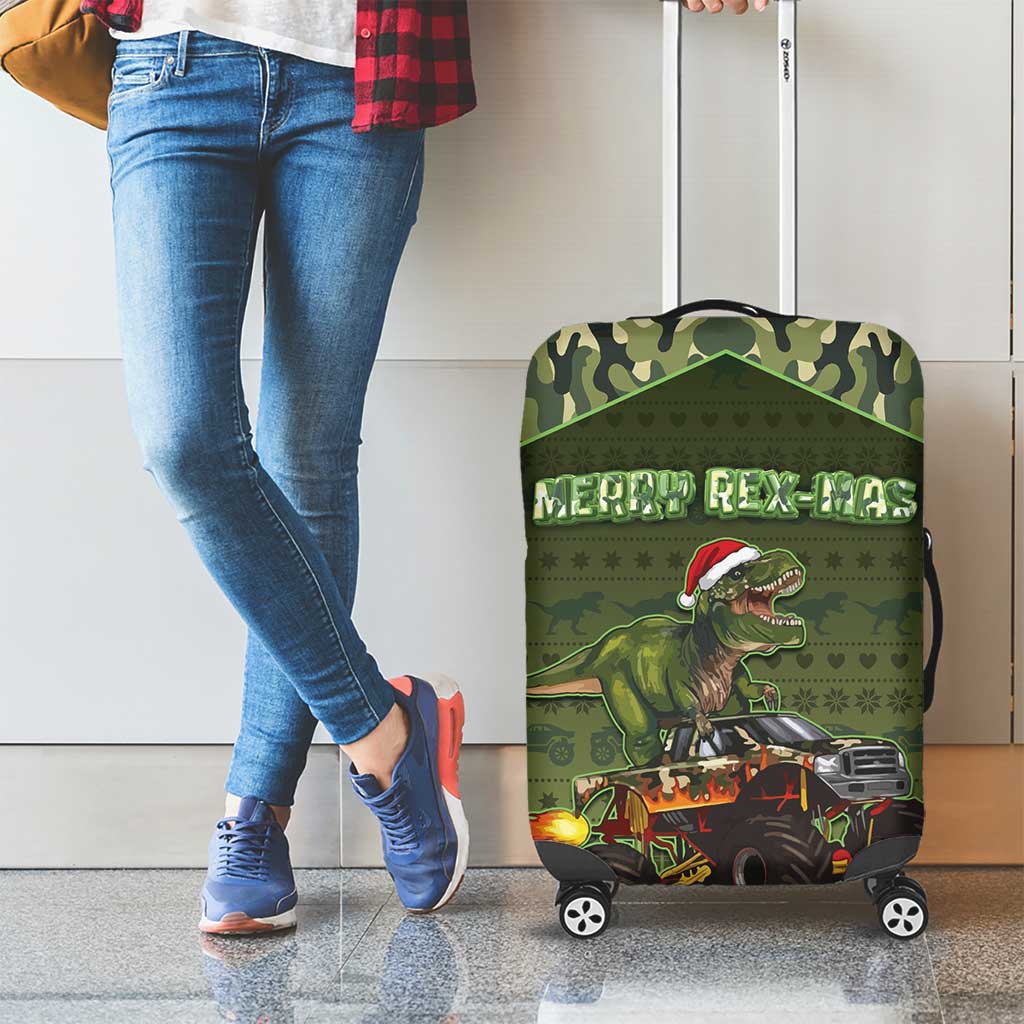 Dinosaur Christmas Luggage Cover Merry Rexmas - Wonder Print Shop