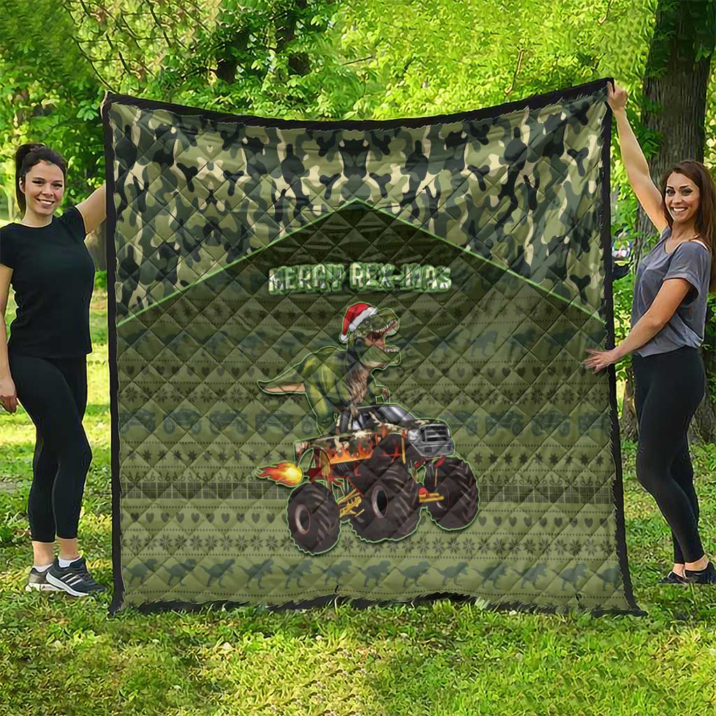 Dinosaur Christmas Quilt Merry Rexmas - Wonder Print Shop