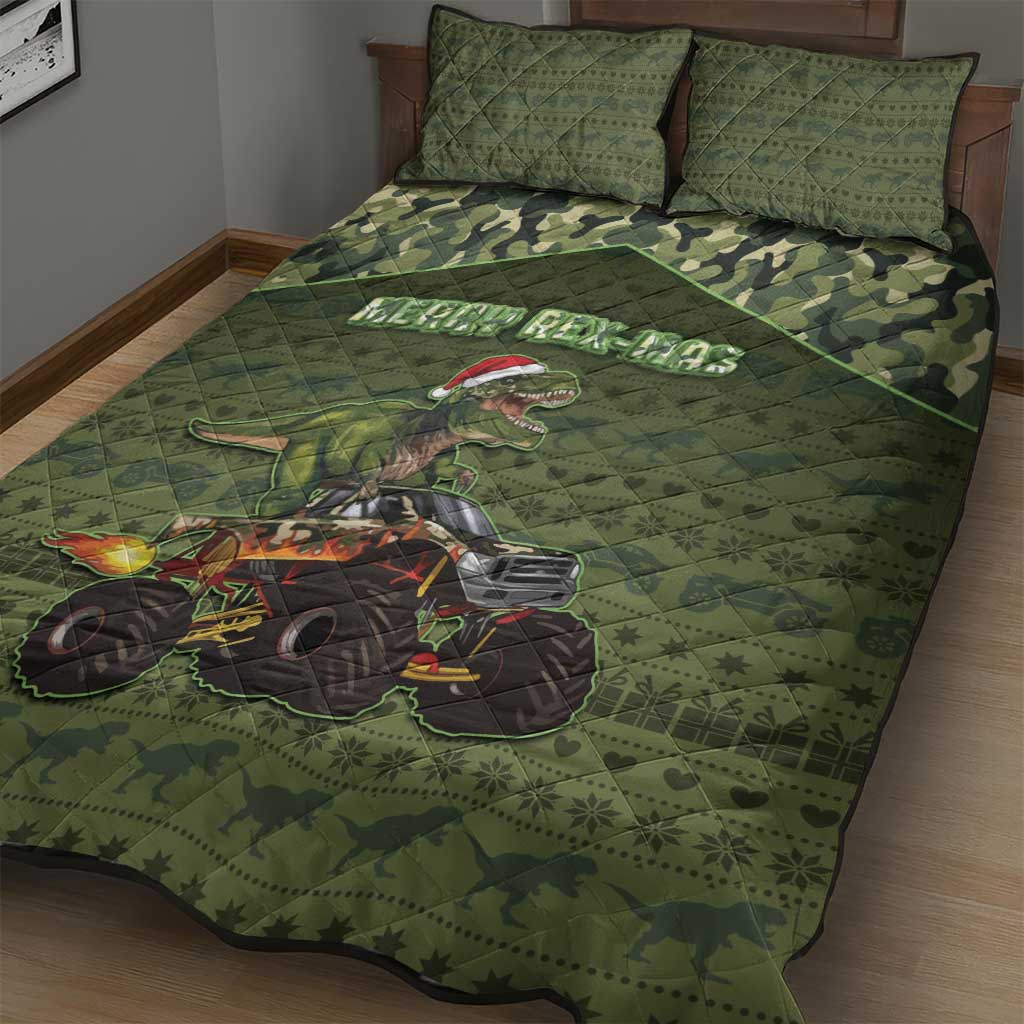Dinosaur Christmas Quilt Bed Set Merry Rexmas - Wonder Print Shop