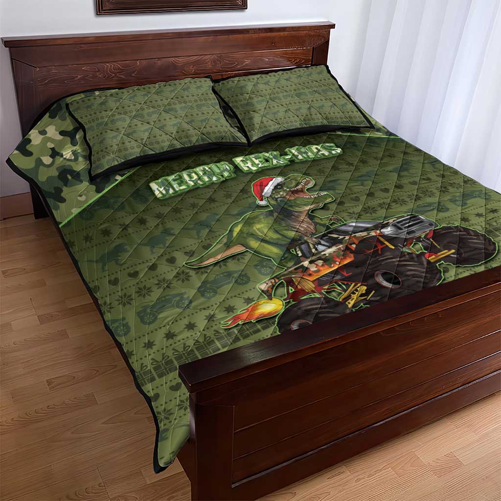 Dinosaur Christmas Quilt Bed Set Merry Rexmas - Wonder Print Shop