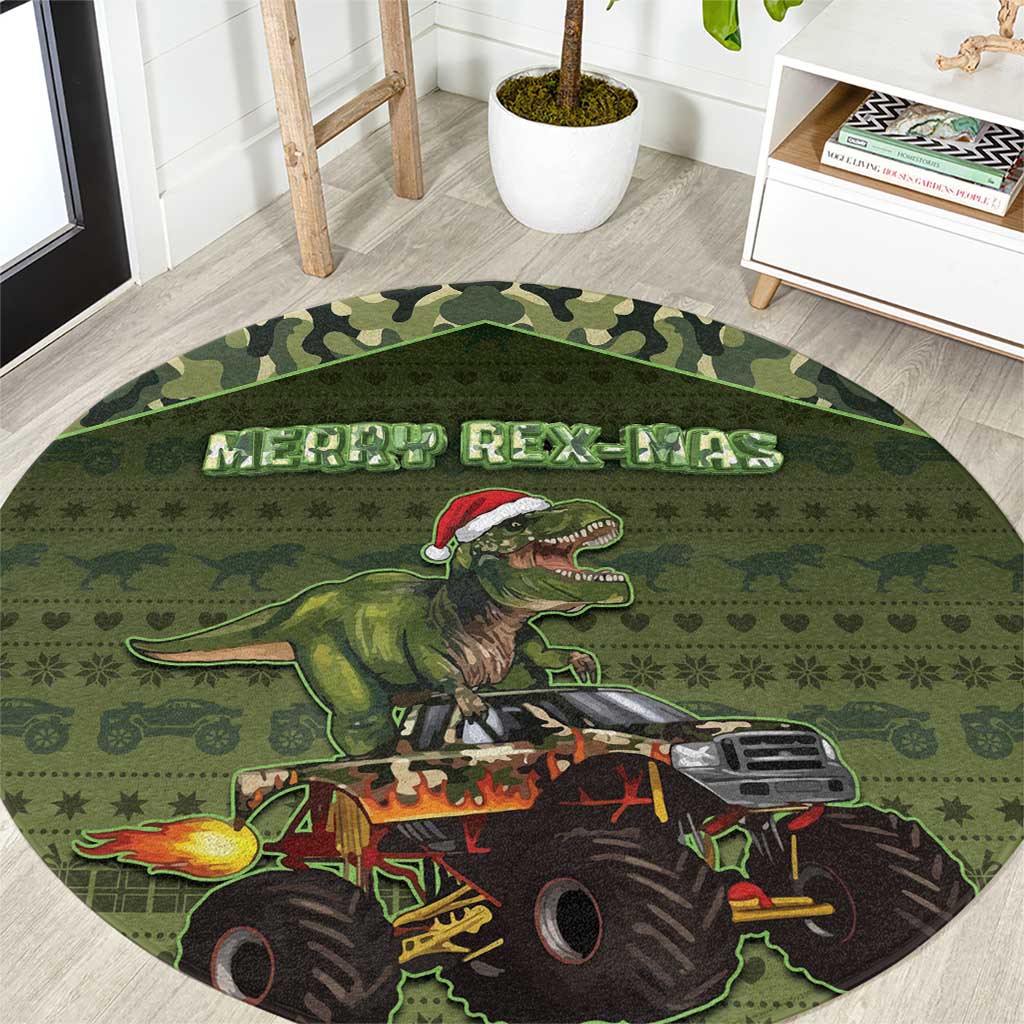 Dinosaur Christmas Round Carpet Merry Rexmas - Wonder Print Shop