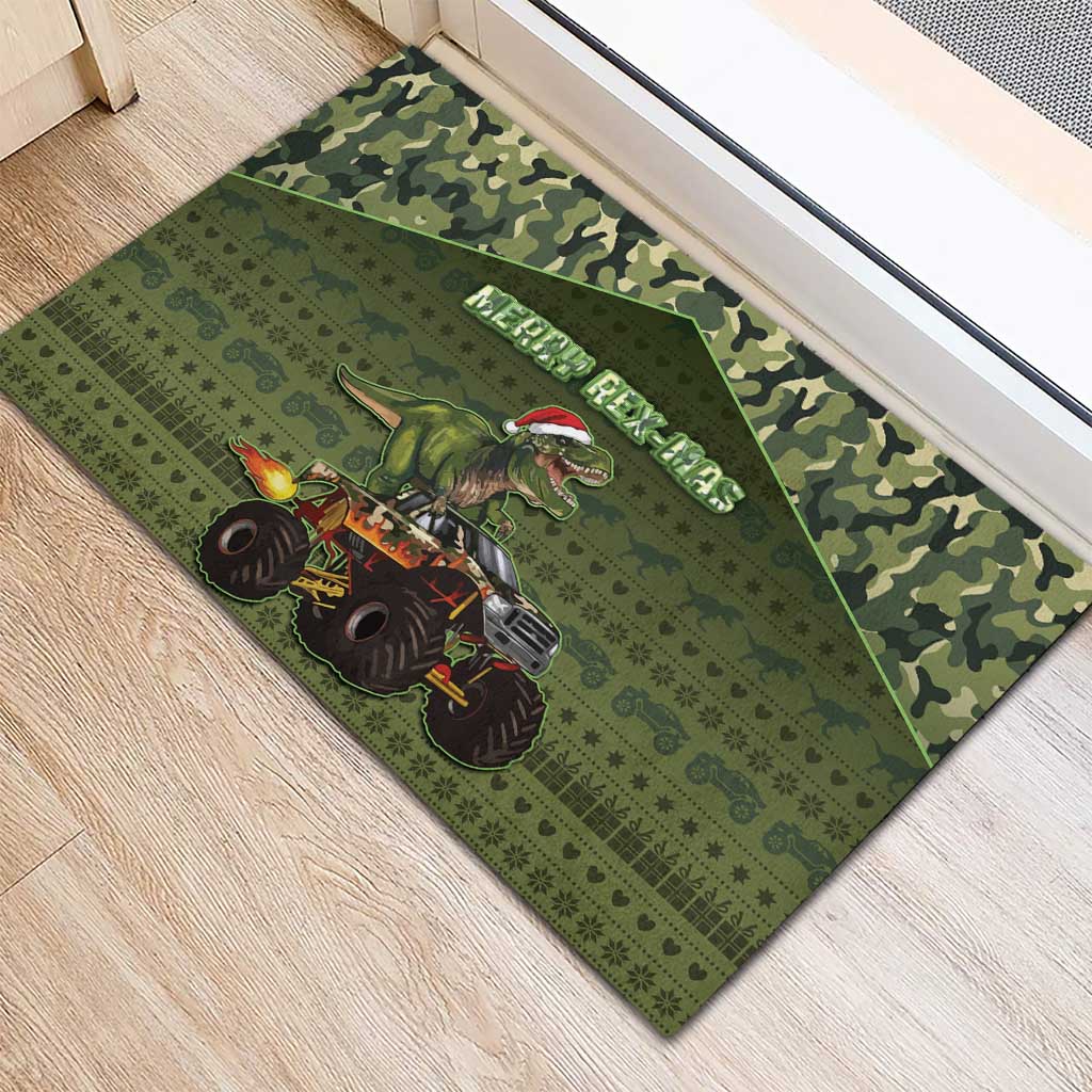Dinosaur Christmas Rubber Doormat Merry Rexmas - Wonder Print Shop