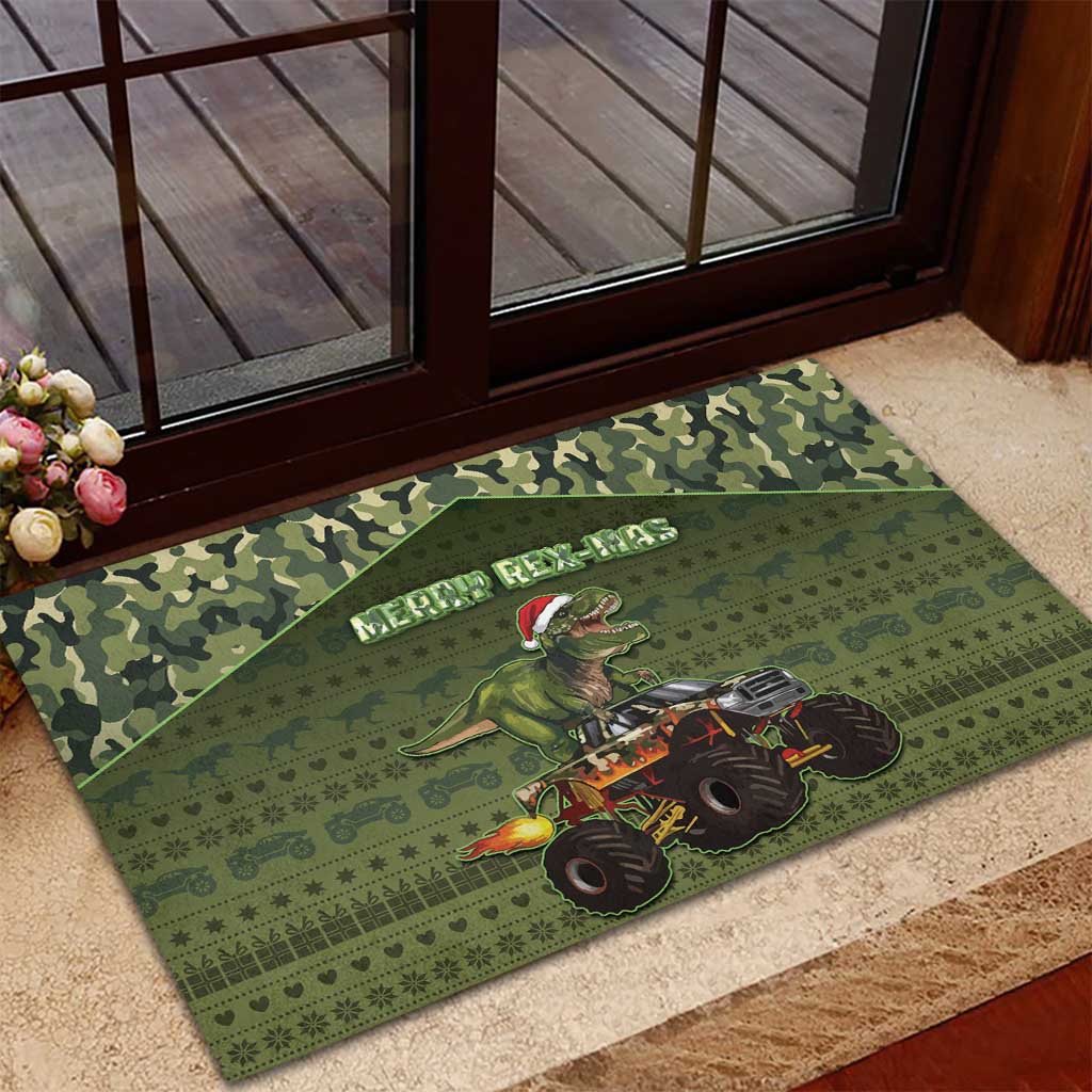 Dinosaur Christmas Rubber Doormat Merry Rexmas - Wonder Print Shop