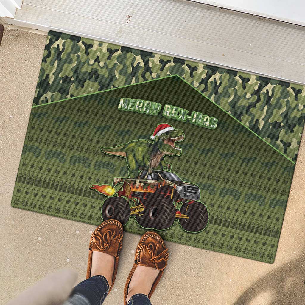 Dinosaur Christmas Rubber Doormat Merry Rexmas - Wonder Print Shop
