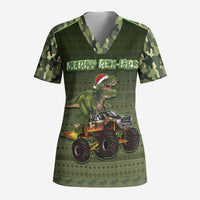 Dinosaur Christmas Scrub Top Merry Rexmas - Wonder Print Shop