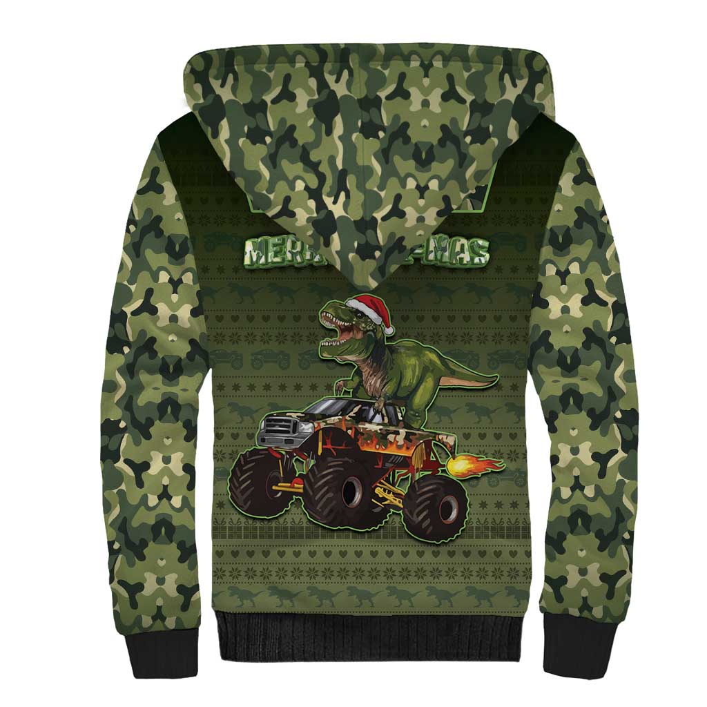Dinosaur Christmas Sherpa Hoodie Merry Rexmas - Wonder Print Shop