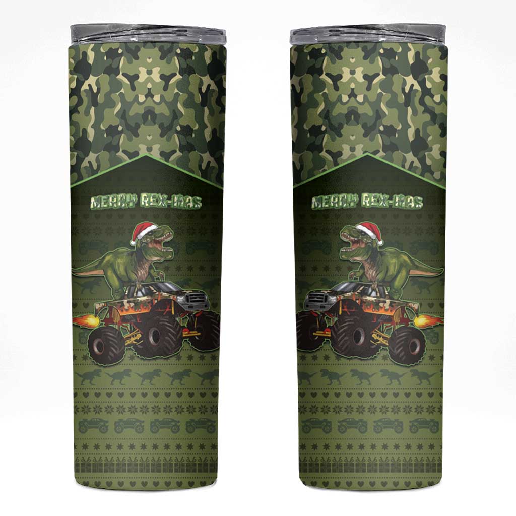 Dinosaur Christmas Skinny Tumbler Merry Rexmas - Wonder Print Shop